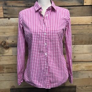J Crew Pink Gingham Perfect Button Down